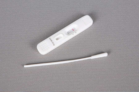 PCR antigen test to  swab collection kit in close-upの写真素材