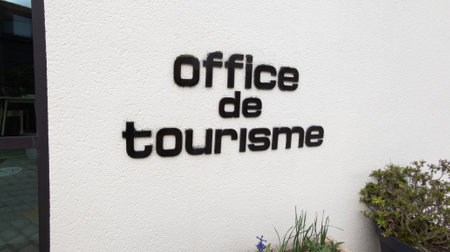 Bordeaux , Aquitaine France - 02 15 2022 : French tourism office text sign on wall building facade agency in Franceのeditorial素材