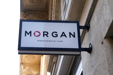 Bordeaux , Aquitaine France - 03 07 2022 : Morgan sign text and logo brand front of women clothing fashion girls storeのeditorial素材