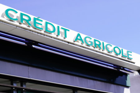 Bordeaux , Aquitaine France - 03 07 2022 : ca logo brand and text sign of credit agricole agency facade french bank officeのeditorial素材
