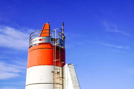 Hossegor red white lighthouse on french atlantic coast in landes capbreton franceの写真素材