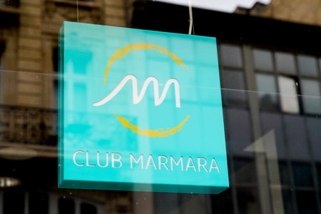 Bordeaux , Aquitaine France - 03 20 2022 : Marmara sign brand and text logo of club in tourism travel agency officeのeditorial素材