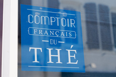 Bordeaux , Aquitaine France - 03 20 2022 : Comptoir francais du the logo brand and text sign French tea counter on facade Store in shop streetのeditorial素材