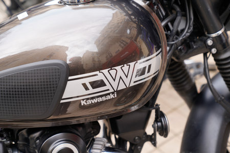 Bordeaux , Aquitaine France - 03 22 2022 : Kawasaki w 650 800 text brand of motorcycle Classic sign...