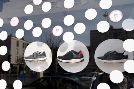 Bordeaux , Aquitaine France - 03 27 2022 : TBS store logo shoes text sign shop windows footwear...
