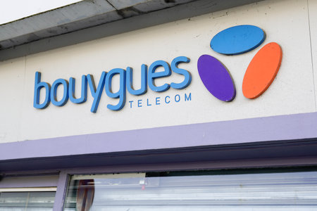 Bordeaux , Aquitaine France - 03 27 2022 : Bouygues telecom logo text and sign brand on shop facade phone french operator storeのeditorial素材