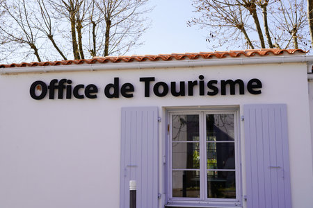 Bordeaux , Aquitaine France - 04 04 2022 : tourist office in French text tourism office sign logo and brand label on agency facade buildingのeditorial素材
