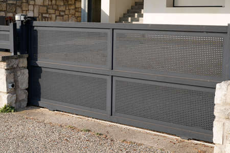 door automatic gray gate of modern house