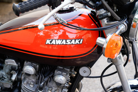 Bordeaux , Aquitaine France - 05 01 2022 : Kawasaki text brand of motorcycle Classic sign logo on...