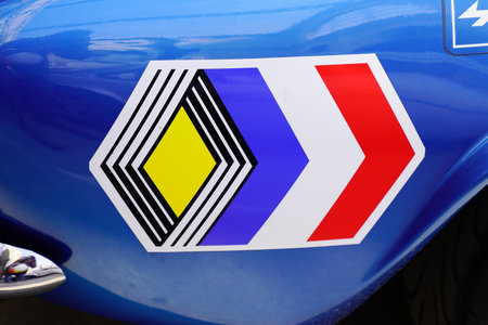 Bordeaux , Aquitaine France - 05 01 2022 : renault brand sign and text logo vintage seventies 1970 race car automobiles french sport stickerのeditorial素材