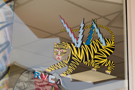 Bordeaux , Aquitaine France - 05 08 2022 : rvca tiger sign logo and text brand front of facade store fashion clothing shop entranceのeditorial素材