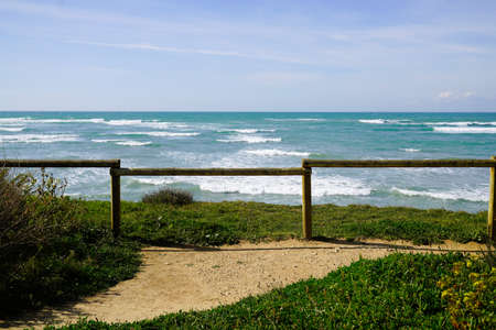 sea access on bright summer day view panoramic in isle oleron island ocean atlantic beach