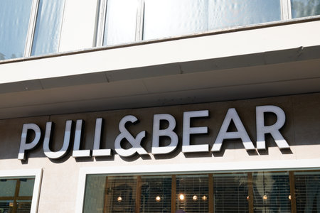 Bordeaux , Aquitaine France - 05 17 2022 : Pull & Bear store logo sign and text brand wall facade...