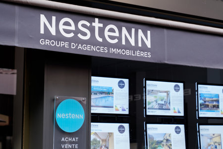 Bordeaux , Aquitaine France - 06 05 2022 : Nestenn sign brand and text logo on wall office real...