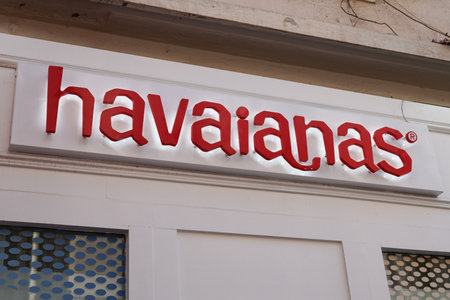 Bordeaux , Aquitaine France - 06 12 2022 : Havaianas logo brand and text sign facade entrance store of Brazilian brand of flip flop sandals shopのeditorial素材