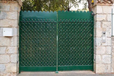 portal metallic green steel suburb metal aluminum house gate vintage