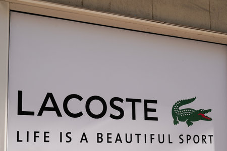 Bordeaux , Aquitaine France - 07 01 2022 : Lacoste life is beautiful sport boutique brand logo and...
