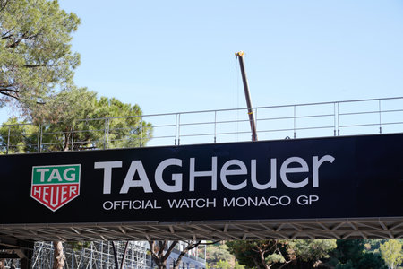 Monte Carlo, Monaco - 07 20 2022: Tag Heuer official watch monaco gp logo brand and text sign watches swiss manufacturing companyのeditorial素材