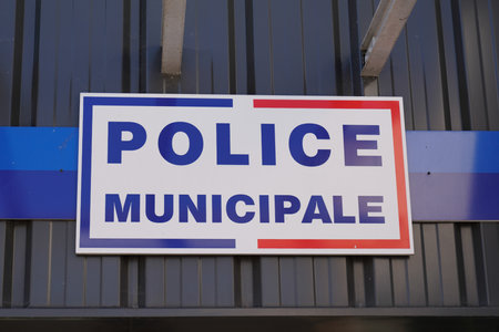 Bordeaux , Aquitaine France - 07 25 2022 : municipal police logo facade and text sign on wall building official officeのeditorial素材