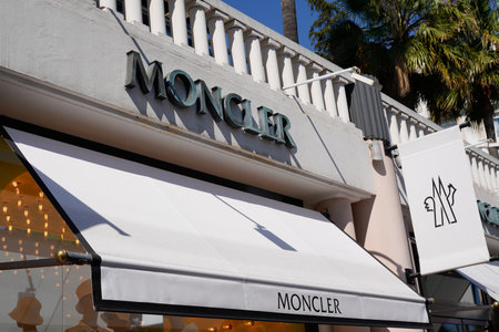 Bordeaux , Aquitaine France - 07 18 2022 : moncler store sign brand and text sign of Italian apparel...