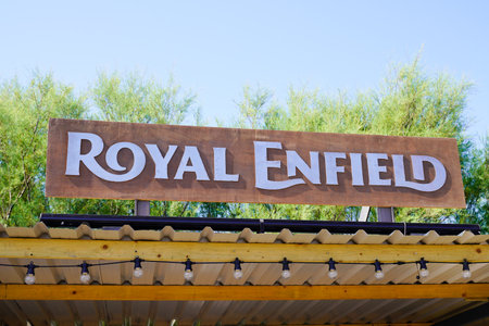 Bordeaux , Aquitaine France - 07 25 2022 : Royal Enfield india motorcycle logo brand and text sign...