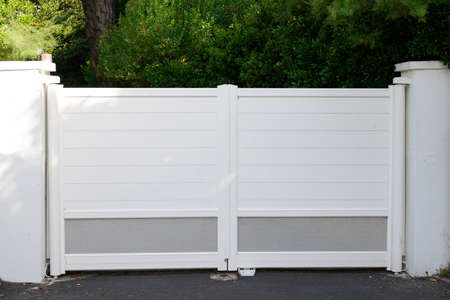 door aluminum white steel gate portal grille of suburb house