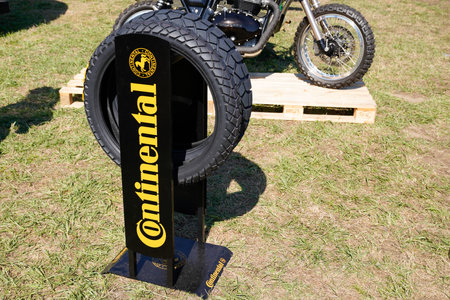 Bordeaux , Aquitaine France - 05 21 2022 : Continental logo brand and text sign of German tire company of tire shop display motorcycleのeditorial素材