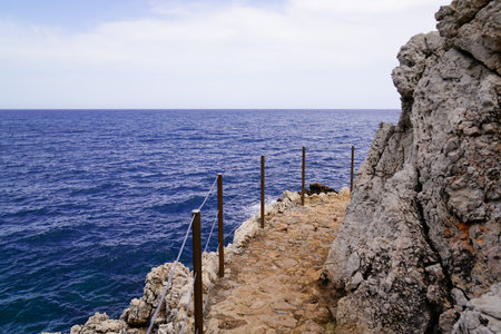 mediterranean access to sea beach in south Antibes France southeastの写真素材