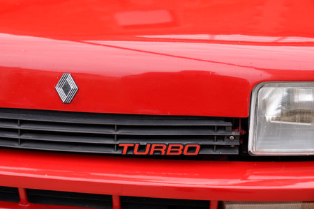 Bordeaux , Aquitaine France - 11 12 2022 : Renault 5 turbo vintage retro car red oldtimer r5 logo brand and text sign racing vehicleのeditorial素材