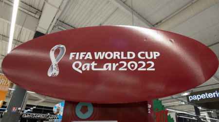 Bordeaux , Aquitaine France - 12 15 2022 : qatar 2022 World Football Championship Background Cup...