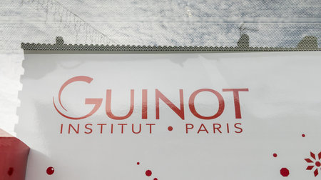 Bordeaux , Aquitaine France - 07 20 2022 : guinot institut paris sign text and brand logo of beauty institute on windows facade shop wall buildingのeditorial素材