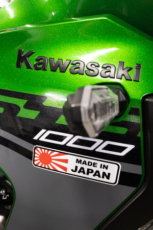 Bordeaux , Aquitaine France - 11 12 2022 : Kawasaki 1000 made in japan logo sign motorcycle text...
