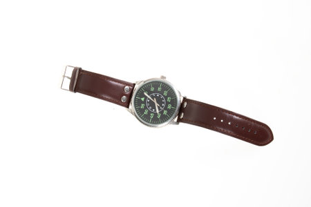 Vintage military watch with leather strap classic timepiece mechanical wristwatch german air force...