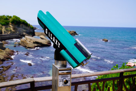 Biarritz , Aquitaine France - 01 07 2023 : galaxy binocular sign logo and brand text on tourist pay...