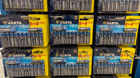 Bordeaux , Aquitaine France - 20 01 2023 : Varta longlife Power alkaline battery aa made in germany...