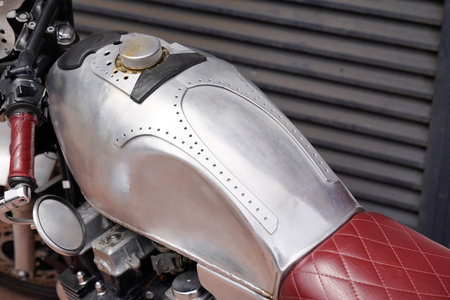 fuel tank silver vintage motorbike cafe racer style ancient of motorcycle with retro chrome cap