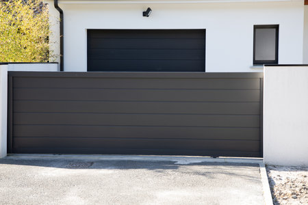modern gray sliding gate gray outdoor door aluminum portal of home