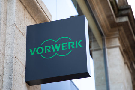 Bordeaux , Aquitaine France - 12 02 2023 : vorwerk sign logo and brand text wall facade thermomix company products vacuum cleanersのeditorial素材