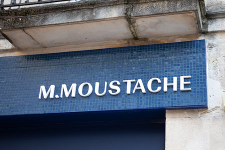 Bordeaux , Aquitaine France - 14 02 2023 : m.moustache sign text store and logo brand shop on facade footwear shop shoesのeditorial素材