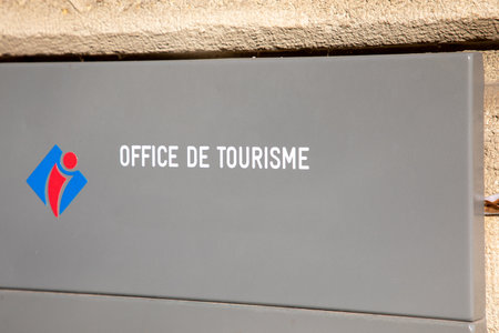 Bordeaux , Aquitaine France - 10 30 2022 : office de tourisme text label sign and logo brand on entrance of information center in french country for tourist and tourism activityのeditorial素材