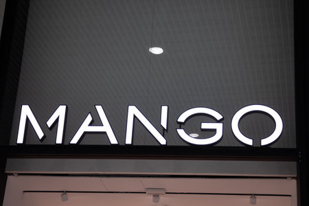 Bordeaux , Aquitaine France - 02 25 2023 : Mango sign logo and text brand front wall facade store fashion clothing boutique entranceのeditorial素材
