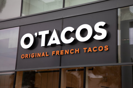 Bordeaux , Aquitaine France - 02 27 2023 : 0'Tacos logo brand and text sign tacos restaurant facade original french taco cafe badgeのeditorial素材