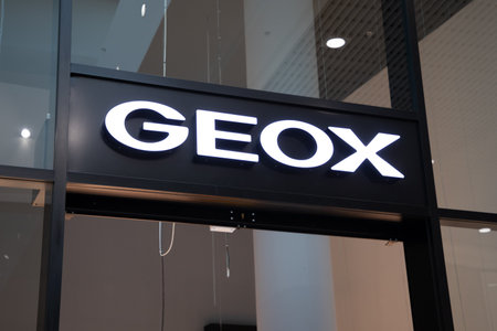 Bordeaux , Aquitaine France - 02 25 2023 : Geox shoes store sign text and shop brand logo for Italian clothes shop entranceのeditorial素材