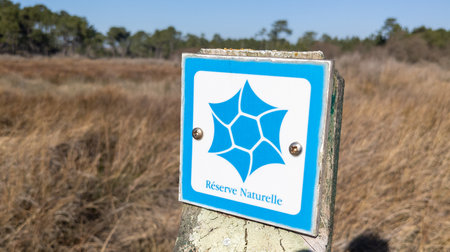 Les Sables-d'Olonne , vendee France - 03 29 2023 : nature reserve text sign and brand french logo means natural wildlife reserveのeditorial素材