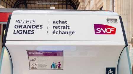 Bordeaux , Aquitaine France - 03 31 2023 : sncf machine to purchase withdrawal and exchange of...