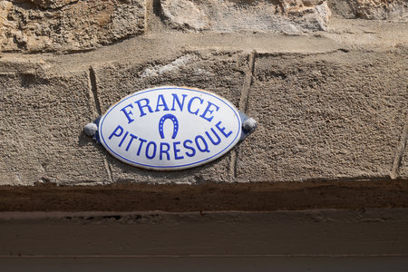 Bordeaux , Aquitaine France - 03 31 2023 : picturesque france logo text and sign information panel in french for old ancient Historic Monument Picturesque France placeのeditorial素材