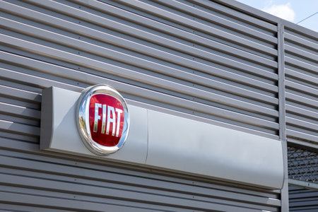 Bordeaux , Aquitaine France - 04 02 2023 : Fiat logo sign car store showroom dealership text brand...
