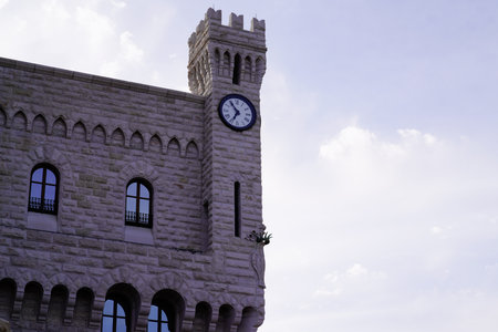 corner corner with the official castle clock Prince Palace of Monacoのeditorial素材