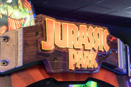 Bordeaux , Aquitaine France - 04 10 2023 : Jurassic Park logo brand and text movies sign on games storeのeditorial素材