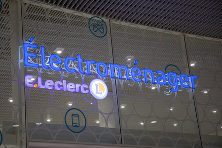 Bordeaux , Aquitaine France - 04 10 2023 : E.Leclerc electomenager sign text and brand logo facade...